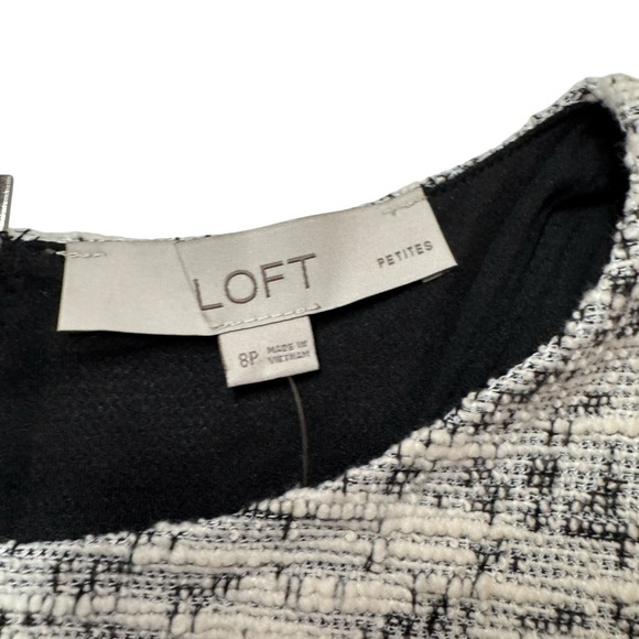 NWT Loft Boucle Tweed Ivory black sleeveless dress women’s 8 P career dressy - Picture 5 of 15
